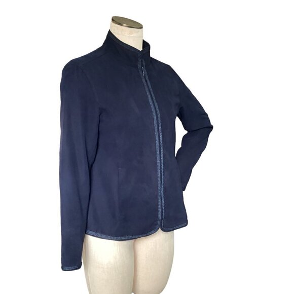 EP Pro Women's Full Zip Golf Jacket Faux Suede Embroidered Trim Sz M Blue #159M - Picture 5 of 9